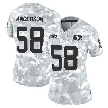 ＃58 Women's Evan Anderson Arctic Camo Limited San Francisco 49ers Francisco 2024 Salute to Service Jersey