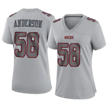 ＃58 Women's Evan Anderson Gray Game San Francisco 49ers Atmosphere Fashion Jersey