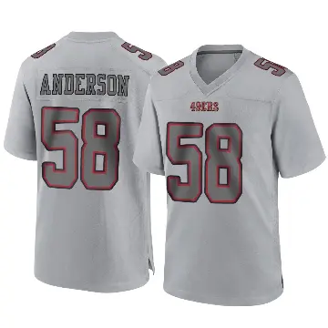 ＃58 Youth Evan Anderson Gray Game San Francisco 49ers Atmosphere Fashion Jersey